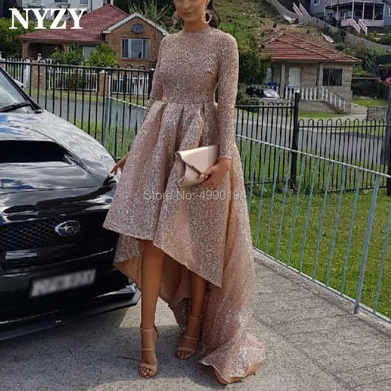 NYZY E81 Bling Sequin Gown High Low Short Front Long Back Formal Dress Long Sleeve Evening Dress 2019 Graduation dresses
NYZY E81 Bling Sequin Gown High Low Short Front Long Back Formal Dress Long Sleeve Evening Dress 2019 Graduation dresses