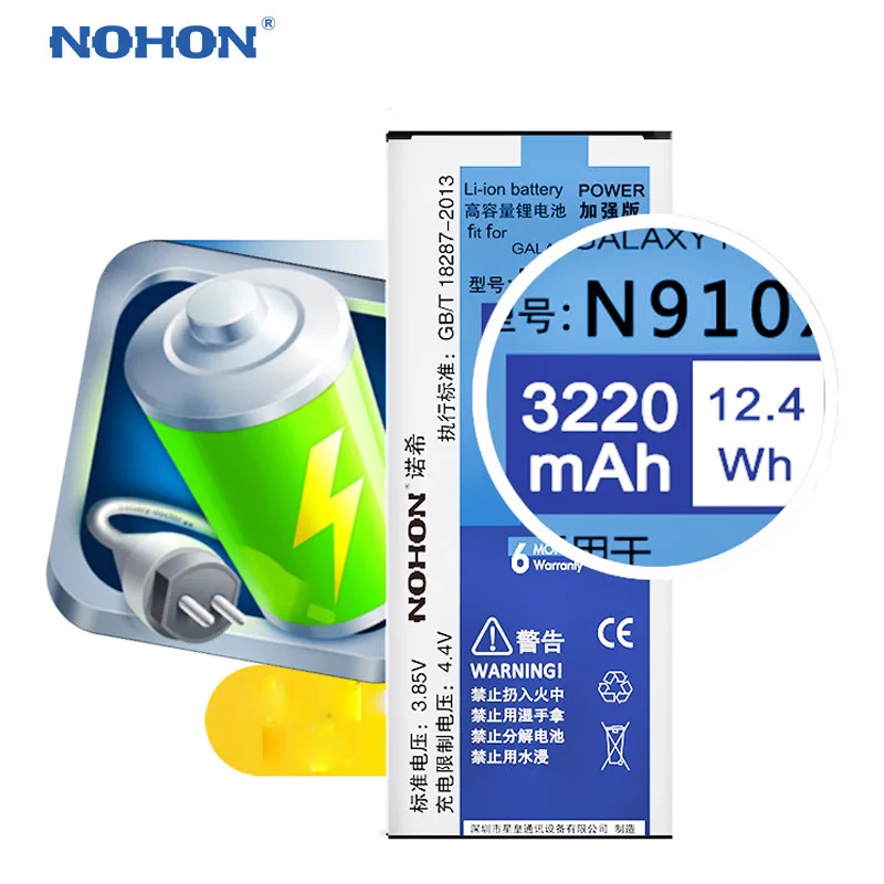 Оригинальный nohon Аккумулятор для samsung Galaxy Note 3 NFC N9005 4 N9100 N910F N910C край N9150 Замена
