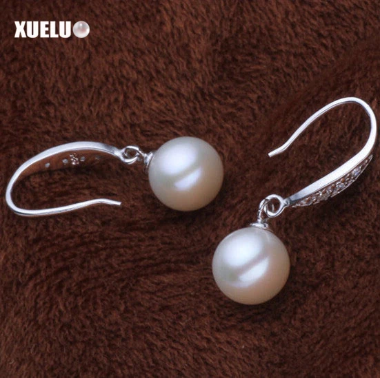 XUELUO Fashion Natural Perfect Round Freshwater Pearl Earrings strong luster no blemish Sterling Silver Earrings with zircon
XUELUO Fashion Natural Perfect Round Freshwater Pearl Earrings strong luster no blemish Sterling Silver Earrings with zircon
