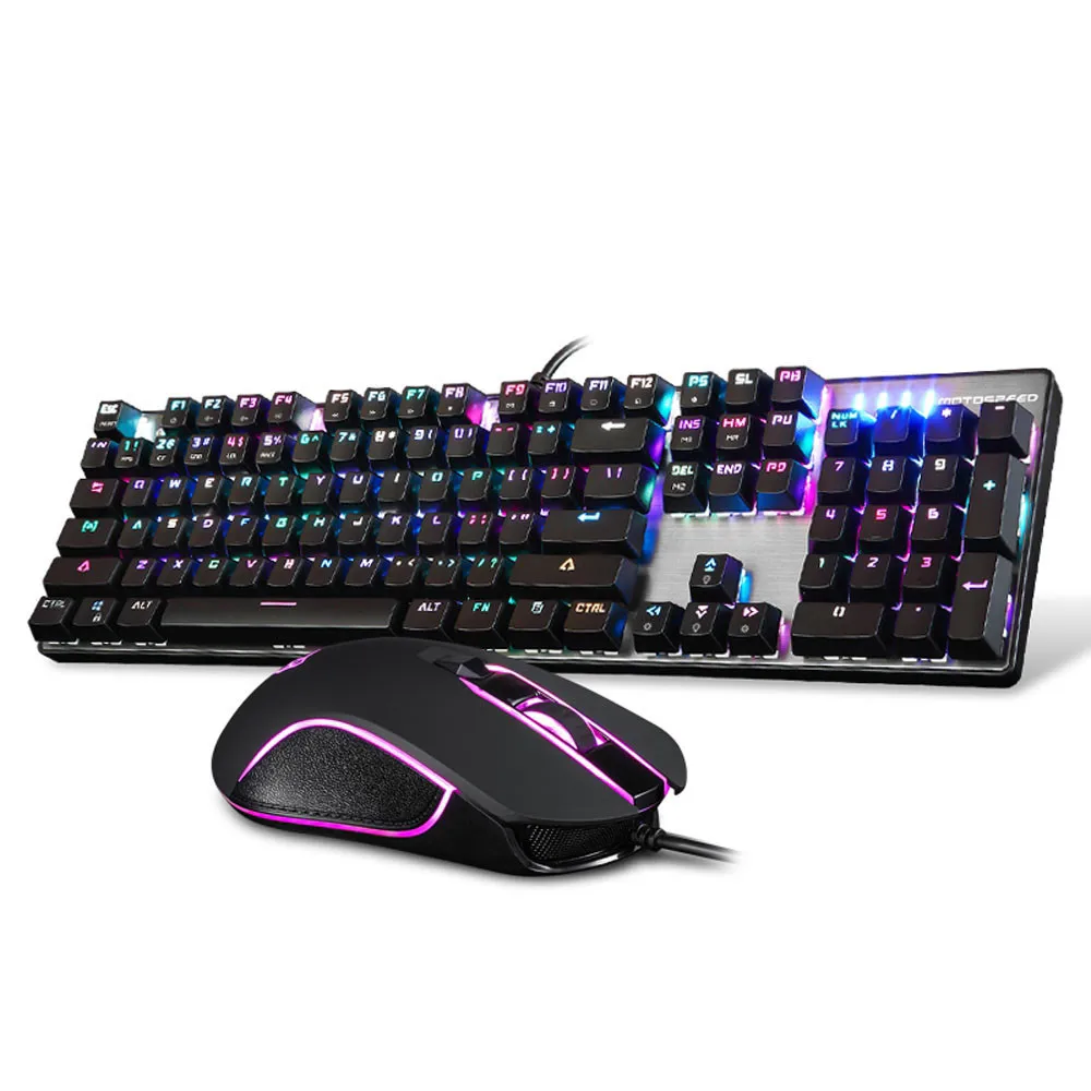 Motospeed CK888 Механическая игровая клавиатура RGB Подсветка Gamer и мышь комплект с 1 8 м