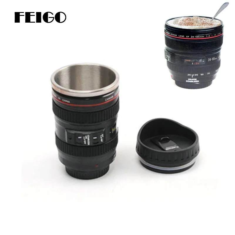 FEIGO 1Pcs Creative 400ML Coffee Lens Cup Stainless Steel Emulation Camera Mug With Lid &Caniam Tazas Cafe Keep Warm Cup F383
FEIGO 1Pcs Creative 400ML Coffee Lens Cup Stainless Steel Emulation Camera Mug With Lid &Caniam Tazas Cafe Keep Warm Cup F383