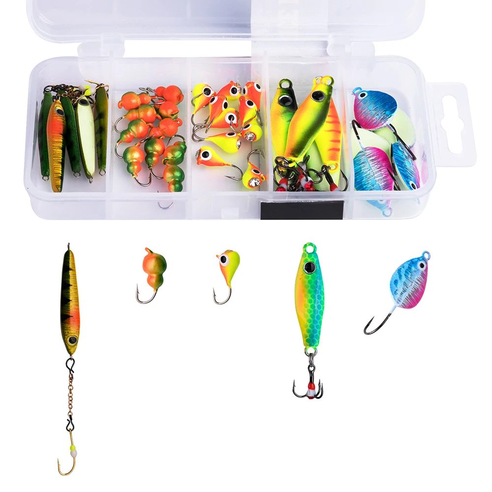 Goture 2018 New Arrival Ice Fishing Lure Kit Winter Fishing Bait Vertical Fishing Lead Weighted Jig Luminous Spoon 35pcs/box
Goture 2018 New Arrival Ice Fishing Lure Kit Winter Fishing Bait Vertical Fishing Lead Weighted Jig Luminous Spoon 35pcs/box