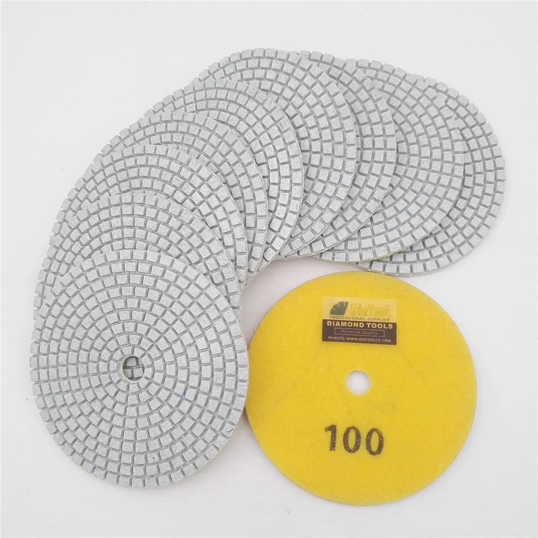 SHDIATOOL 10 шт 4 "/100 мм Professional White Diamond Влажные или сухие полировки #100 Смола Бонд шлифовальные диски полировки камня диск
SHDIATOOL 10 шт 4 "/100 мм Professional White Diamond Влажные или сухие полировки #100 Смола Бонд шлифовальные диски полировки камня диск