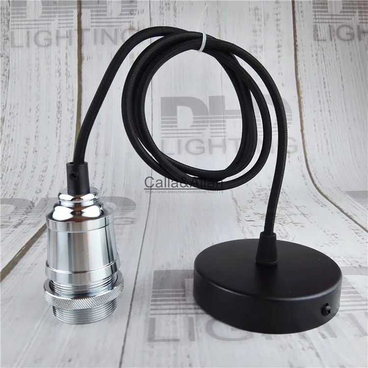Glossy silver chrome color aluminum socket DIY pendant light fixture E27 with ceiling mount 1.1meter wire cord AC110V/220V
Glossy silver chrome color aluminum socket DIY pendant light fixture E27 with ceiling mount 1.1meter wire cord AC110V/220V