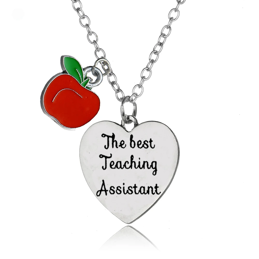 12PC/Lot Love Heart Apple Charm Pendant The Best Teaching Assistant Necklace Teacher Gifts For Women Men Teachers Jewelry Collar
12PC/Lot Love Heart Apple Charm Pendant The Best Teaching Assistant Necklace Teacher Gifts For Women Men Teachers Jewelry Collar