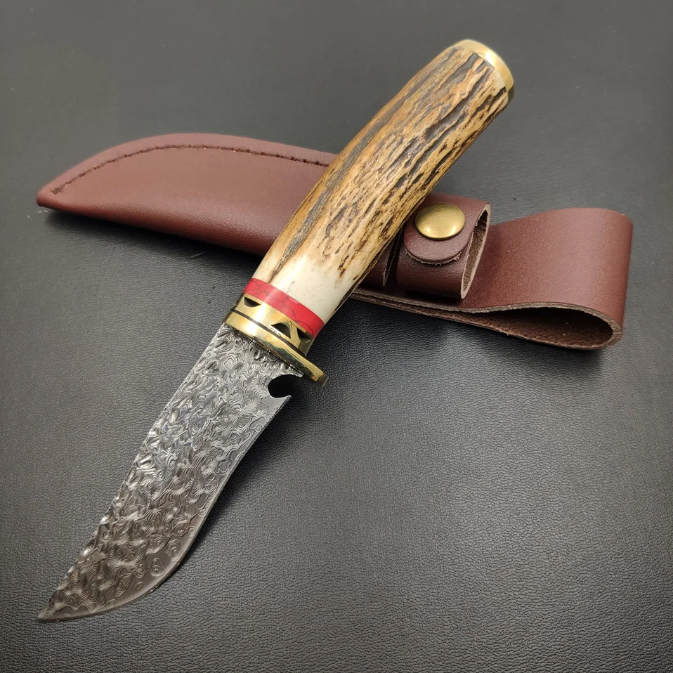 Good Quliaty 59HRC Antlers Horn Handle Damascus Steel Hunting Knife Self-defense Tactical Camping Knife
Good Quliaty 59HRC Antlers Horn Handle Damascus Steel Hunting Knife Self-defense Tactical Camping Knife
