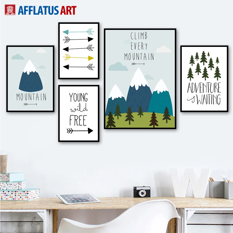 Фото Настенный постер AFFLATUS Mountain Arrow Forest в скандинавском стиле художественные картины (купить)