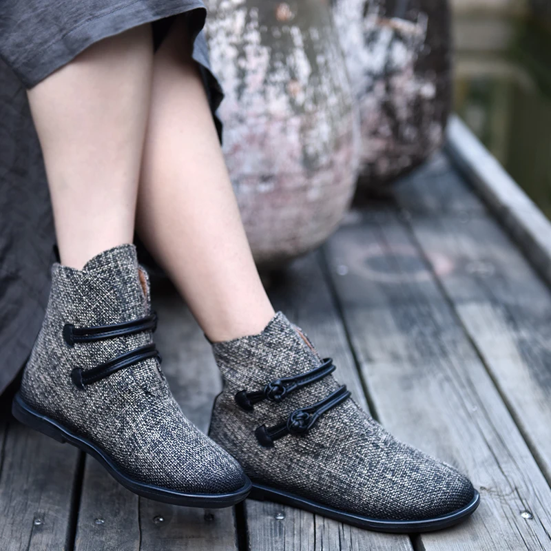 Artmu Original Retro Folk Style Ankle Boots 2018 New Hemp Women Boots with Flat Soles Handmade Fall and Winter Boots 268-5
Artmu Original Retro Folk Style Ankle Boots 2018 New Hemp Women Boots with Flat Soles Handmade Fall and Winter Boots 268-5