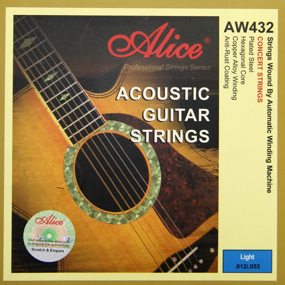 

Alice AW432-L Hexagonal Core Acoustic Guitar Strings Nicke-Plated Ball-End 0.12-0.53 inch New Arrival