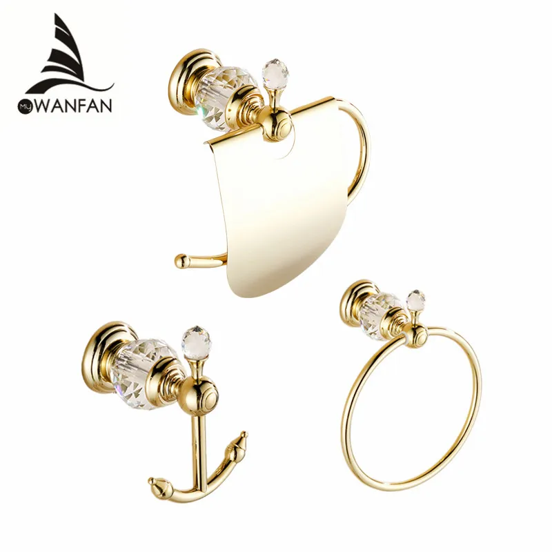 Bath Hardware Sets European Style Hook on the Wall Luxury Crystal Brass Paper Holder Gold Bathroom Hangings Towel Ring HK00
Bath Hardware Sets European Style Hook on the Wall Luxury Crystal Brass Paper Holder Gold Bathroom Hangings Towel Ring HK00