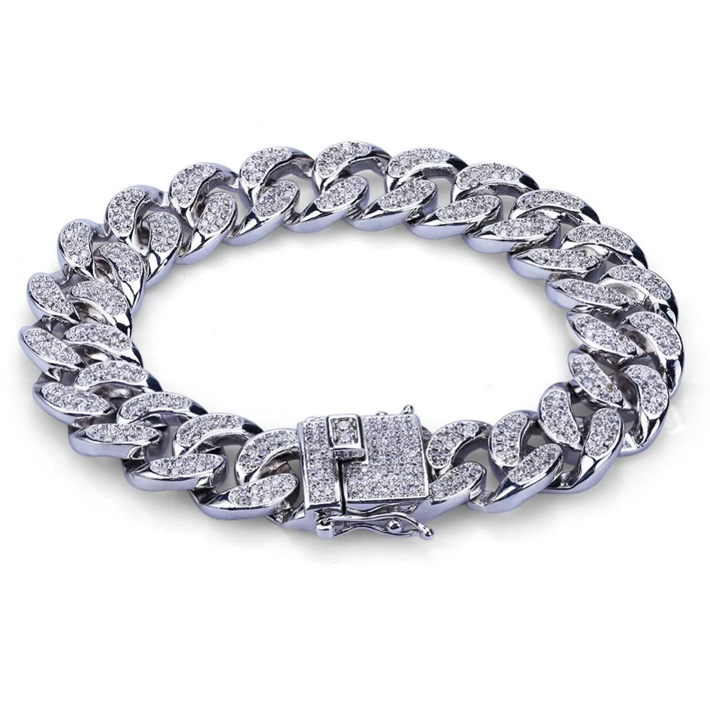 14mm Curb Cuban Miami Link Chain Bracelet For Men Hip Hop Bling Iced Out Paved Rhinestones CZ Rapper Bracelets Jewelry 7" 8"
14mm Curb Cuban Miami Link Chain Bracelet For Men Hip Hop Bling Iced Out Paved Rhinestones CZ Rapper Bracelets Jewelry 7" 8"