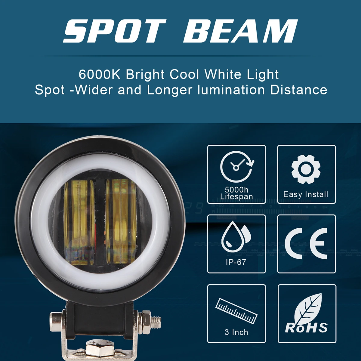 2pcs/lot 3 Inch Waterproof Round LED Angel Eyes Light Bar Spot Light Motorcycle Offroad Car Boat Led Work Light 40W
2pcs/lot 3 Inch Waterproof Round LED Angel Eyes Light Bar Spot Light Motorcycle Offroad Car Boat Led Work Light 40W