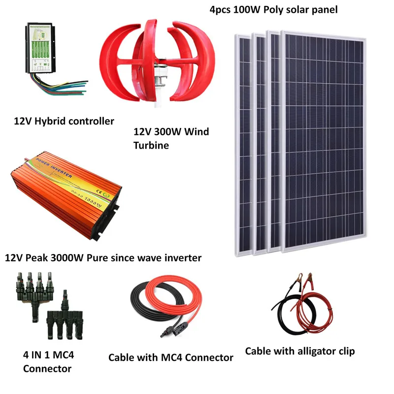 700W Wind Solar Power System: 400W poly solar panel,300W Wind Turbine Generator,peak 3000w pure since wave inverter, controller
700W Wind Solar Power System: 400W poly solar panel,300W Wind Turbine Generator,peak 3000w pure since wave inverter, controller