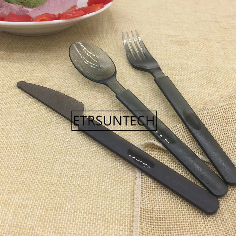 1000pcs high quality translucent black food grade plastic spoon,extra thick knife and fork,party picnic tableware
1000pcs high quality translucent black food grade plastic spoon,extra thick knife and fork,party picnic tableware