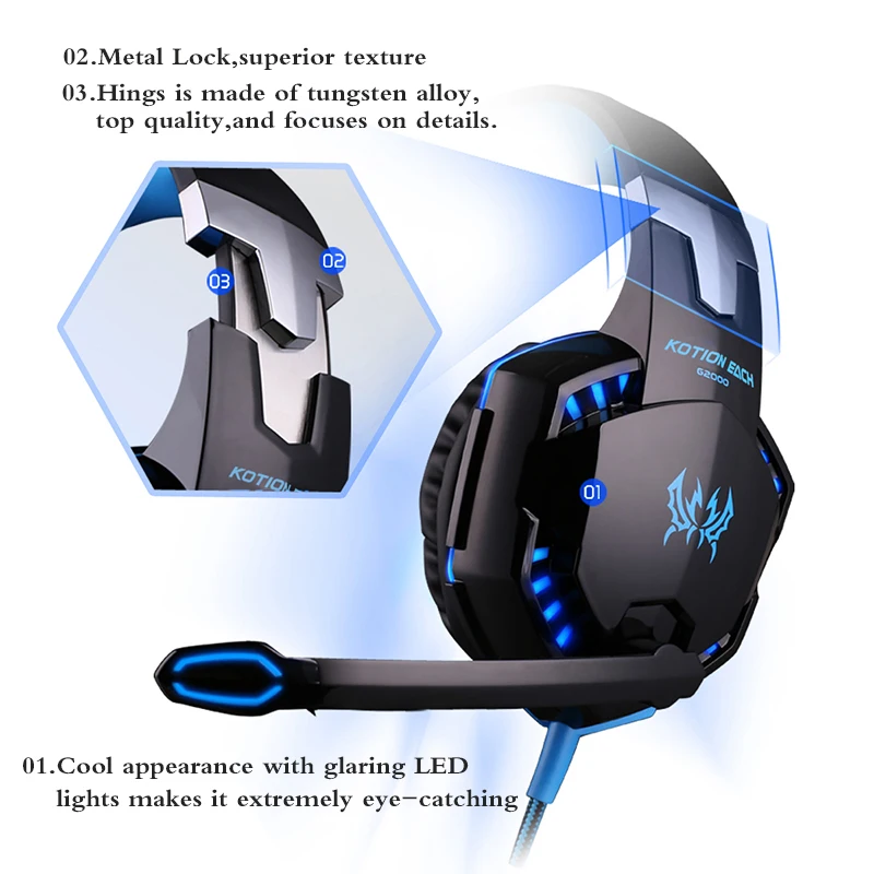 Игровые наушники casque Kotion EACH G2000 лучшие компьютерные стереонаушники с глубокими