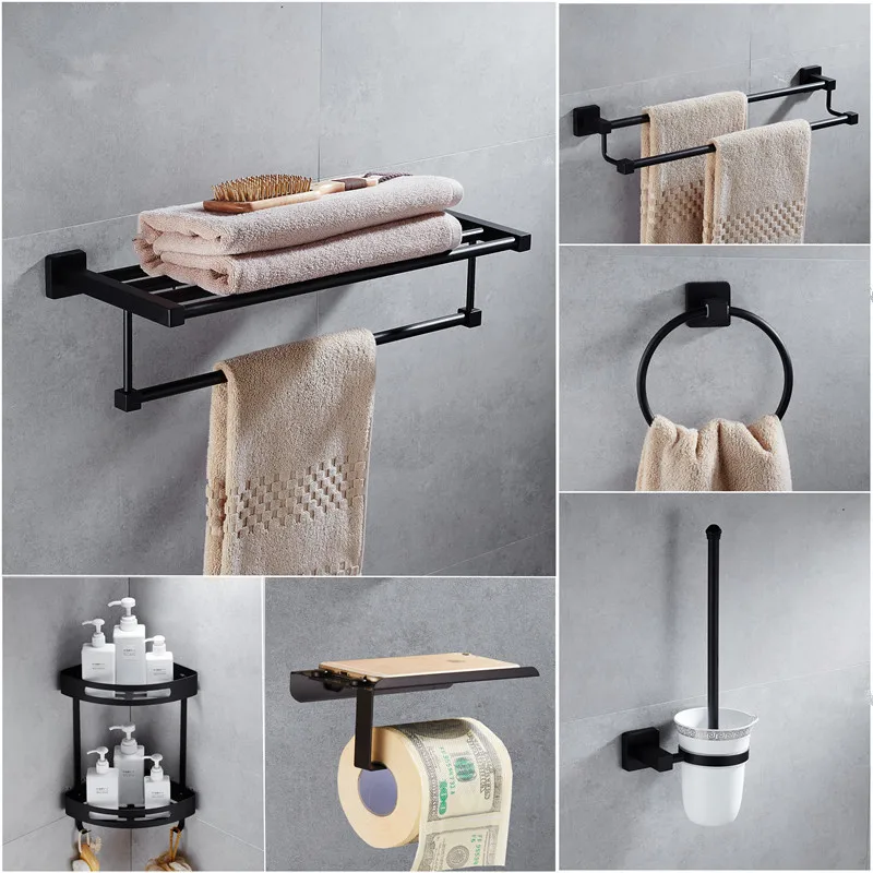 Bathroom Accessories Set Stainless Steel Black Bath Hardware Sets Towel Rack,Paper holder Toilet Brush Holder Towel Rack Hooks
Bathroom Accessories Set Stainless Steel Black Bath Hardware Sets Towel Rack,Paper holder Toilet Brush Holder Towel Rack Hooks