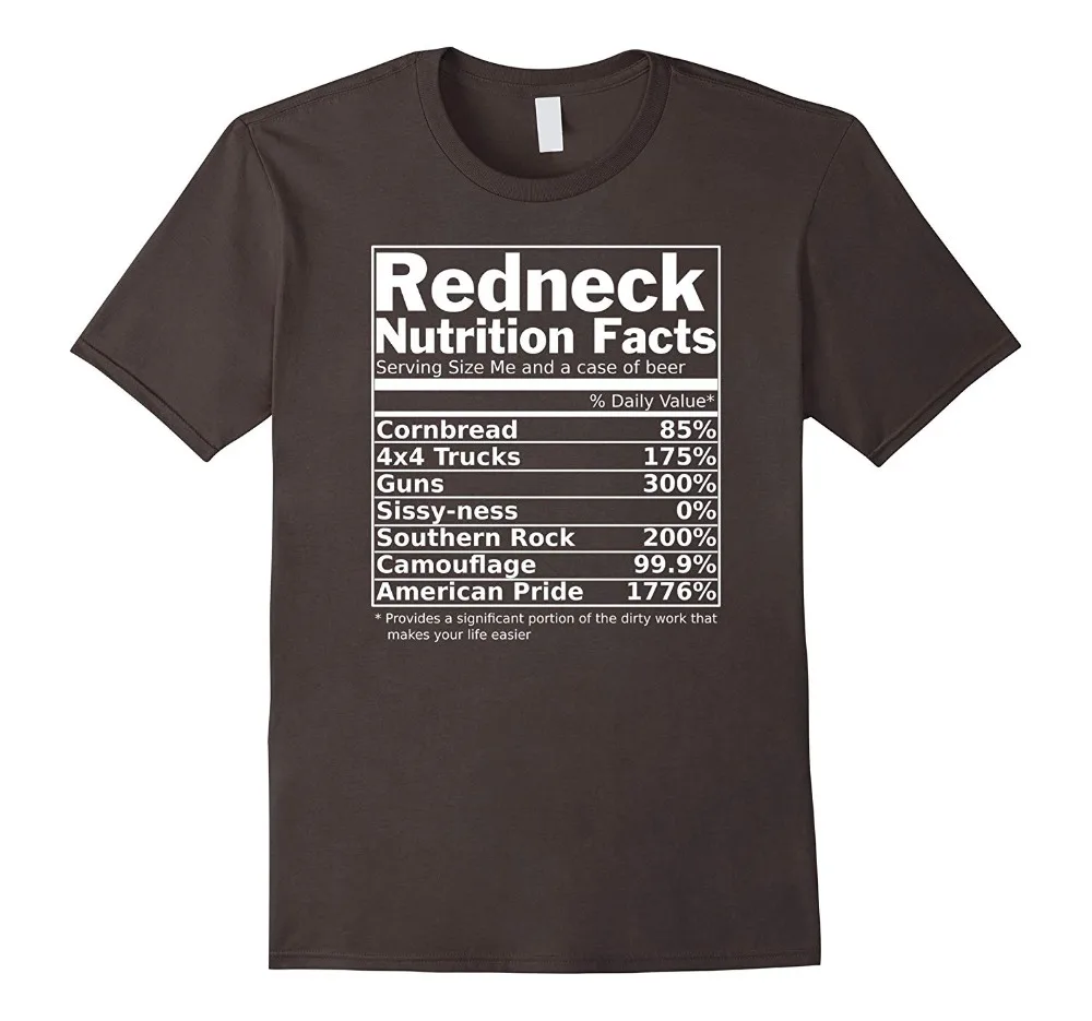 Redneck Nutrition Facts Funny 2018 Hot Sale New Fashion Brand O-Neck Oversize Style Tee Shirts Styles Funny T Shirt
Redneck Nutrition Facts Funny 2018 Hot Sale New Fashion Brand O-Neck Oversize Style Tee Shirts Styles Funny T Shirt