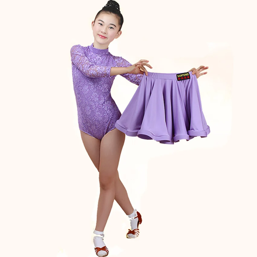 Girls Latin Dance Skirt Pure Color Fishbone For Samba Chacha Standard Costumes Kids Competition | Тематическая одежда и