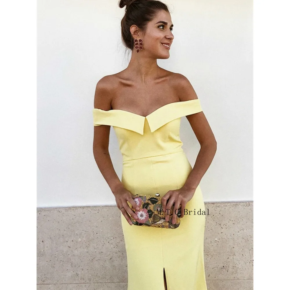Light Yellow Satin Long Prom Dresses 2019 Cheap Off The Shoulder Front Split Sexy Evening Gowns Hot Selling Wedding Party Dress
Light Yellow Satin Long Prom Dresses 2019 Cheap Off The Shoulder Front Split Sexy Evening Gowns Hot Selling Wedding Party Dress