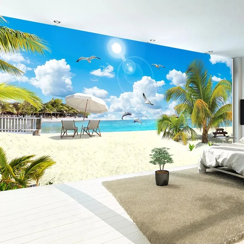 Custom 3D Photo Wallpaper Blue Sky White Clouds Sandy Beach Coconut Tree Seascape Living Room Bedroom Removable Sticker Mural
Custom 3D Photo Wallpaper Blue Sky White Clouds Sandy Beach Coconut Tree Seascape Living Room Bedroom Removable Sticker Mural