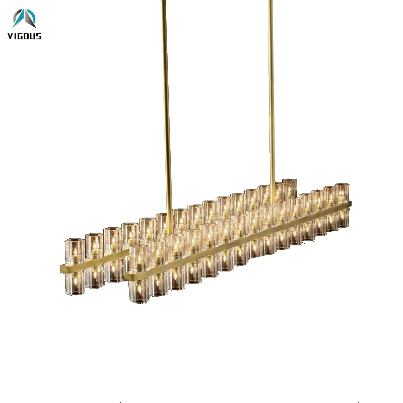 Loft Lustre Brush Gold Metal G4 Led Pendant Light Straight Glass Shades Rod Hanging Lamp Luminarias Indoor Lighting Fixtures
Loft Lustre Brush Gold Metal G4 Led Pendant Light Straight Glass Shades Rod Hanging Lamp Luminarias Indoor Lighting Fixtures