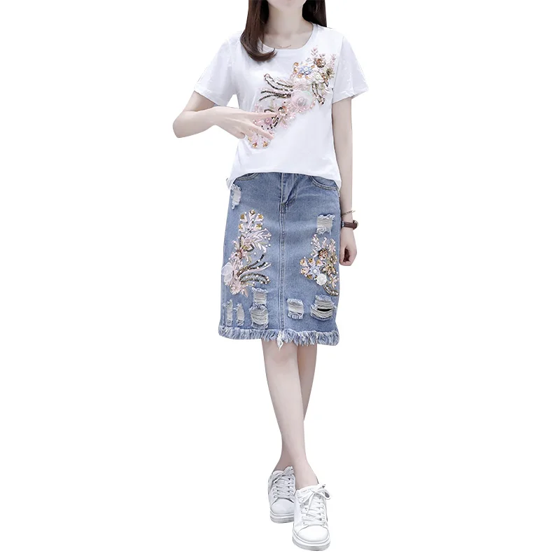 Floral Fashion Sweatshirt & High Waist Jeans Skirts Suits Summer Flavour New Two-Piece Clothing Set Short Skirt Leisure Clothes
Floral Fashion Sweatshirt & High Waist Jeans Skirts Suits Summer Flavour New Two-Piece Clothing Set Short Skirt Leisure Clothes