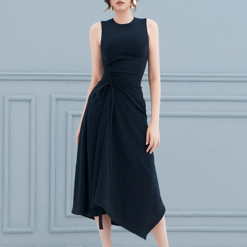 Max Spri 2019 New Sexy Solid Black Dress O-neck Tied Draped Asymmetric Hem Women Midi Dress
Max Spri 2019 New Sexy Solid Black Dress O-neck Tied Draped Asymmetric Hem Women Midi Dress