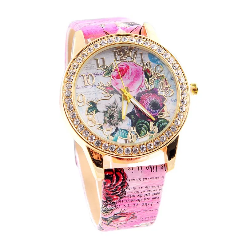 Flowers Mission Print Fashion Women Colored Diamond PU Leather Women Watch Watches Top Brand Luxury Wristwatch Montre Femme
Flowers Mission Print Fashion Women Colored Diamond PU Leather Women Watch Watches Top Brand Luxury Wristwatch Montre Femme