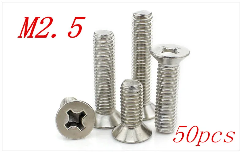 Metric M2.5*4/5/6/8/10/12/14/16/18-30mm 304 Stainless Steel Cross Flat Head Countersunk Head Screw Bolts 50pcs/Lot Free Shipping
Metric M2.5*4/5/6/8/10/12/14/16/18-30mm 304 Stainless Steel Cross Flat Head Countersunk Head Screw Bolts 50pcs/Lot Free Shipping