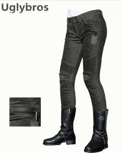 Newest Uglybros MOTORPOOL UBS012 Jeans Gun Green Motorcycle Pants Women's moto Pants Motorcycle Protective Jeans size: 25 26 27
Newest Uglybros MOTORPOOL UBS012 Jeans Gun Green Motorcycle Pants Women's moto Pants Motorcycle Protective Jeans size: 25 26 27