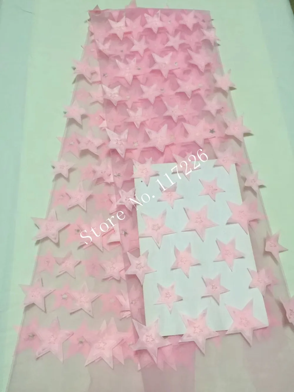 Nigerian lace fabric luxury Embroidered Mesh Tulle fabric for wedding dress with five stars design
Nigerian lace fabric luxury Embroidered Mesh Tulle fabric for wedding dress with five stars design