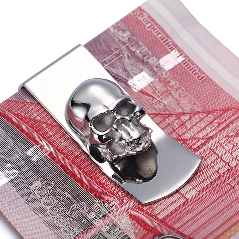 Современный бренд новинка 2020 дизайн черепа мужской серебряный зажим для денег