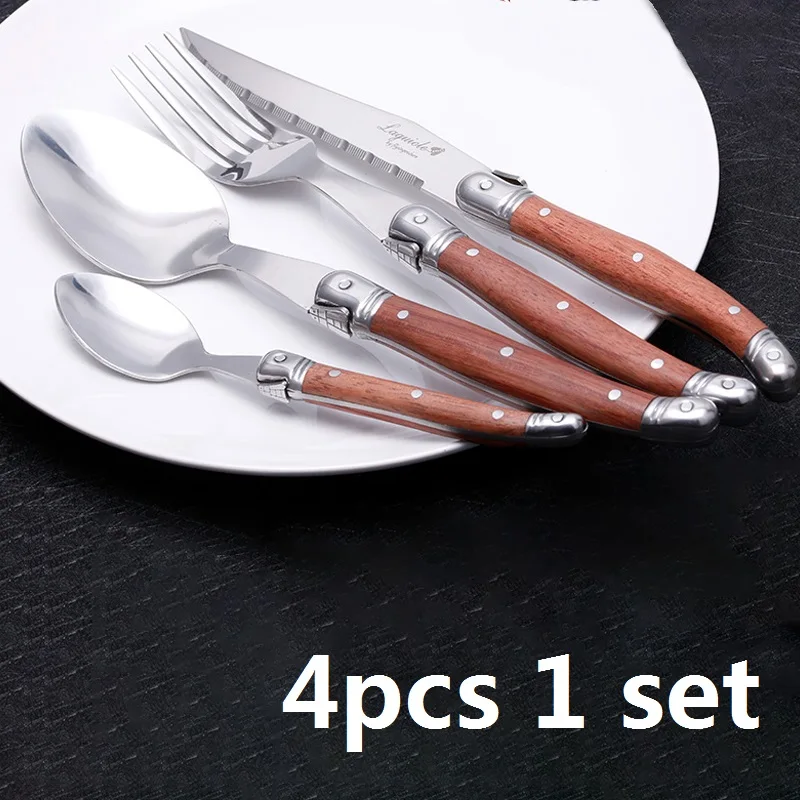 4pcs/set Laguiole Style Steak Knives Fork Spoon Wood Handle Japanese Cutlery Restaurant Dinnerware Christmas Pre-sale
4pcs/set Laguiole Style Steak Knives Fork Spoon Wood Handle Japanese Cutlery Restaurant Dinnerware Christmas Pre-sale