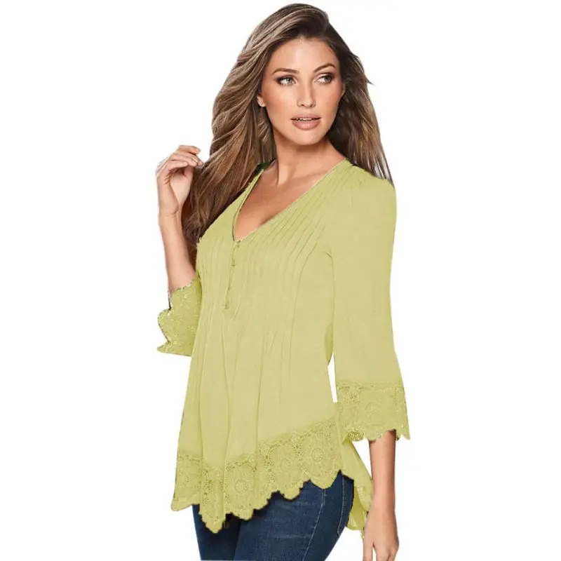 Women Loose Blouse Lace Clothes Autumn Sexy Fashion Nine Quarter Sleeve Casual Lady Tank Tops 25
Women Loose Blouse Lace Clothes Autumn Sexy Fashion Nine Quarter Sleeve Casual Lady Tank Tops 25