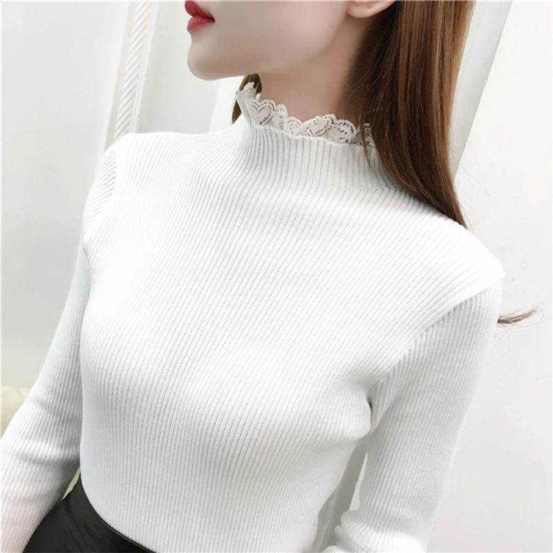 2018 High Elastic Knitted Sweater Women Fall Winter Lace Patchwork Long Sleeve Women Sweaters And Pullovers Female Pull Femme
2018 High Elastic Knitted Sweater Women Fall Winter Lace Patchwork Long Sleeve Women Sweaters And Pullovers Female Pull Femme