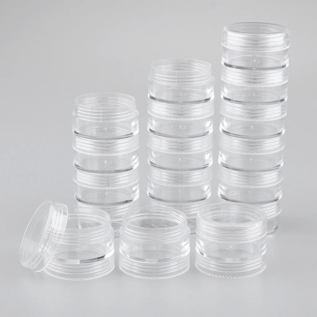 6 Tiers Empty Sample Clear Cream Jar Stackable Jars 18pcs Round Storage Box Containers with Screw Lids For Nail Arts
6 Tiers Empty Sample Clear Cream Jar Stackable Jars 18pcs Round Storage Box Containers with Screw Lids For Nail Arts
