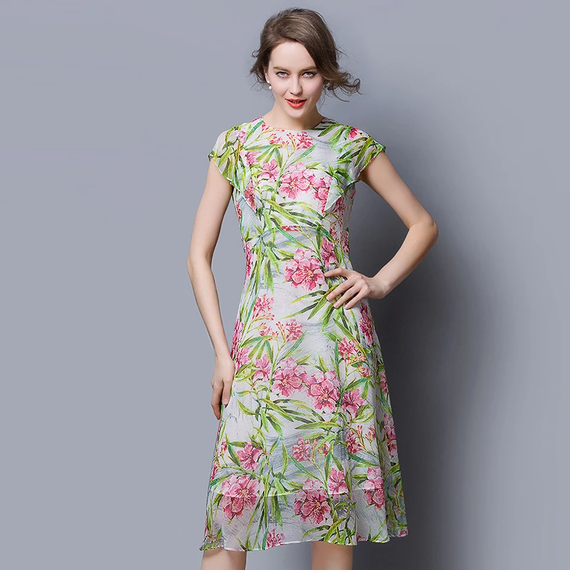 100% Silk Dress Printed Pattern Summer Dress Women a dress Fashion Party Dresses O neck Flower Desigual
100% Silk Dress Printed Pattern Summer Dress Women a dress Fashion Party Dresses O neck Flower Desigual