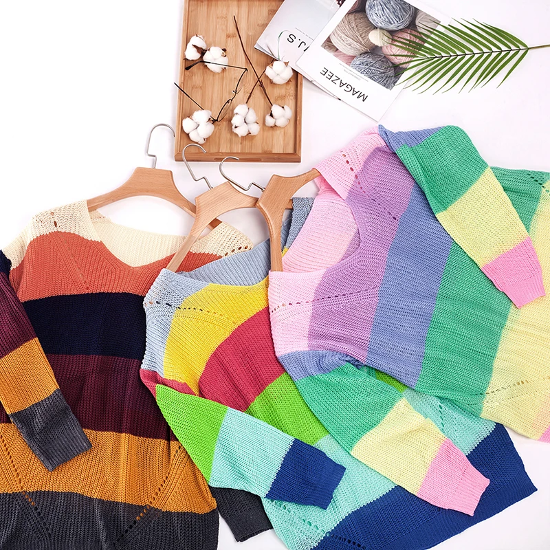 Striped Sweaters Women Autumn Fashion Rainbow Sweaters Female Jumpers Long Sleeve Pull Femme Casual Knitted Pullovers SJ3517V
Striped Sweaters Women Autumn Fashion Rainbow Sweaters Female Jumpers Long Sleeve Pull Femme Casual Knitted Pullovers SJ3517V