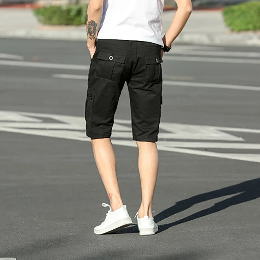 Fashion Men's Shorts Summer Casual Cotton Multi Pockets Black Cargo Men Japenese Streetwear Bermuda Justin Bieber 2019 S5 | Мужская