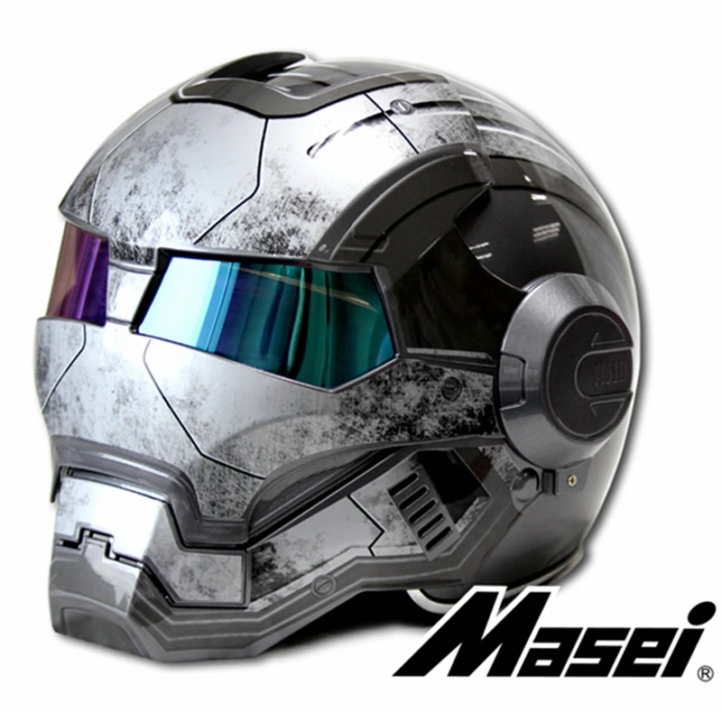 Фото Новый серый шлем MASEI IRONMAN железный человек мотоциклетный ретро полушлем открытый