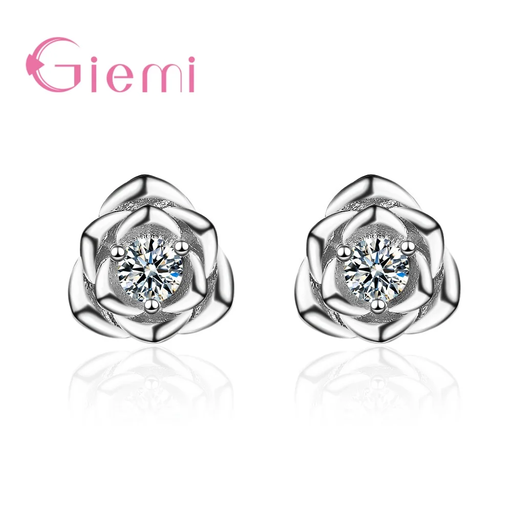 Sparkling 100% Solid 925 Sterling Silver Stud Earrings Clear AAA Cubic Zircon Rose Design Jewelry for Women Wedding Engagement
Sparkling 100% Solid 925 Sterling Silver Stud Earrings Clear AAA Cubic Zircon Rose Design Jewelry for Women Wedding Engagement
