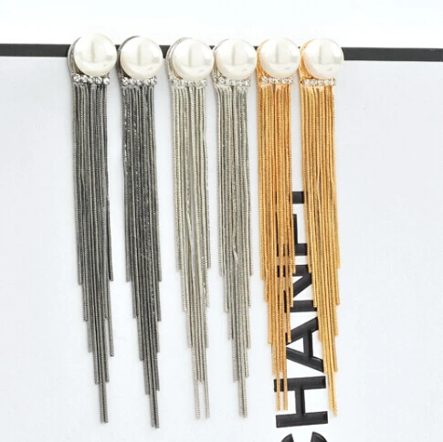 New Simple Style Long Chain Tassel Pearl Earrings Women Jewelry Gift Items Gold Silver Black Plated Dangle Drop Earrings
New Simple Style Long Chain Tassel Pearl Earrings Women Jewelry Gift Items Gold Silver Black Plated Dangle Drop Earrings