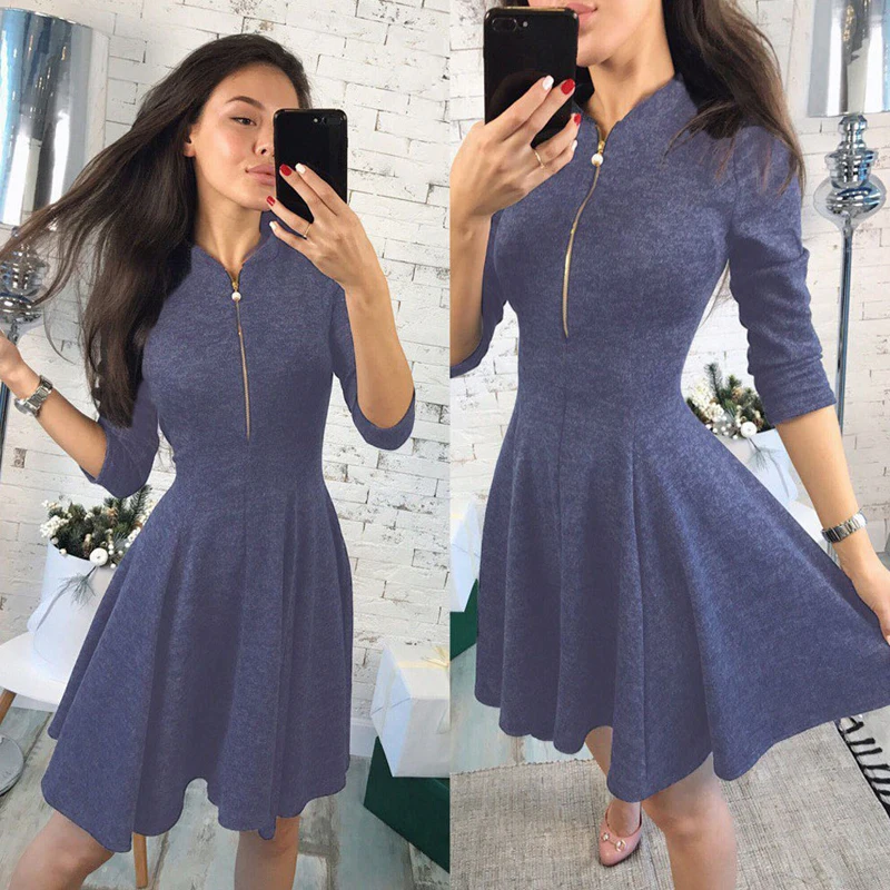 Sexy Stand-Up Zip Dress Fashion New Style Casual Dress Solid Straight Summer Slim Party dresses For Women
Sexy Stand-Up Zip Dress Fashion New Style Casual Dress Solid Straight Summer Slim Party dresses For Women