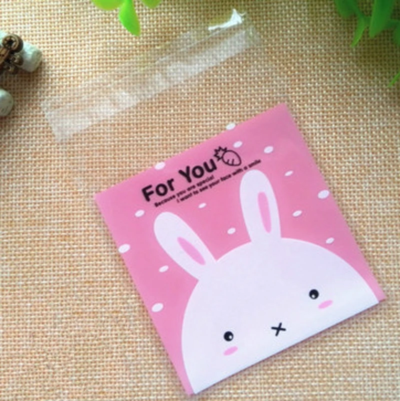50Pcs/Pack 7x7cm Cute Cartoon Rabbit Bear Polka Dot Plastic Bag Cookie Candy Gift Packaging Bags Wedding Birthday Party Favors | Дом и сад