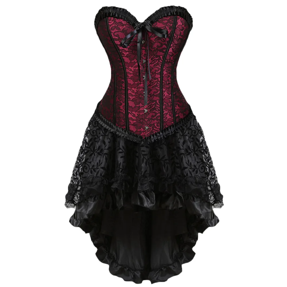Gothic Floral Lace up Dress Showgirl Clubwear Lingerie Costume Exotic Women's Burlesque Corset and Skirt Set
Gothic Floral Lace up Dress Showgirl Clubwear Lingerie Costume Exotic Women's Burlesque Corset and Skirt Set