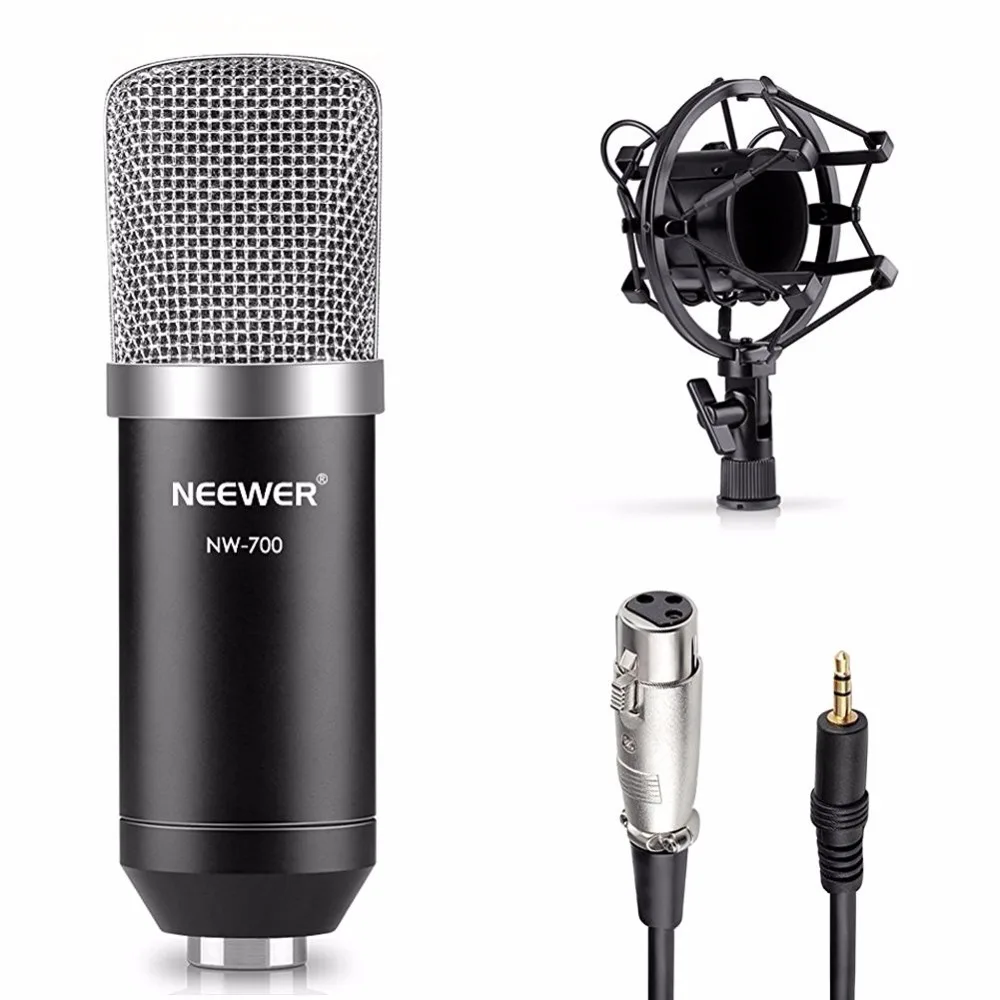 Neewer NW-700 Professional Studio Broadcasting & Recording Condenser Microphone Set Including: Microphone + Shock Mount + Cable
Neewer NW-700 Professional Studio Broadcasting & Recording Condenser Microphone Set Including: Microphone + Shock Mount + Cable