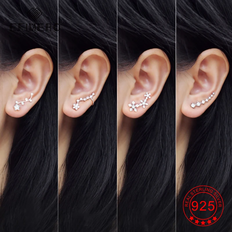 Ear Climber Earrings Real 925 Sterling Silver Flower Star Cubic Zirconia Crawler Earring Stud Earrings for Women Girls
Ear Climber Earrings Real 925 Sterling Silver Flower Star Cubic Zirconia Crawler Earring Stud Earrings for Women Girls