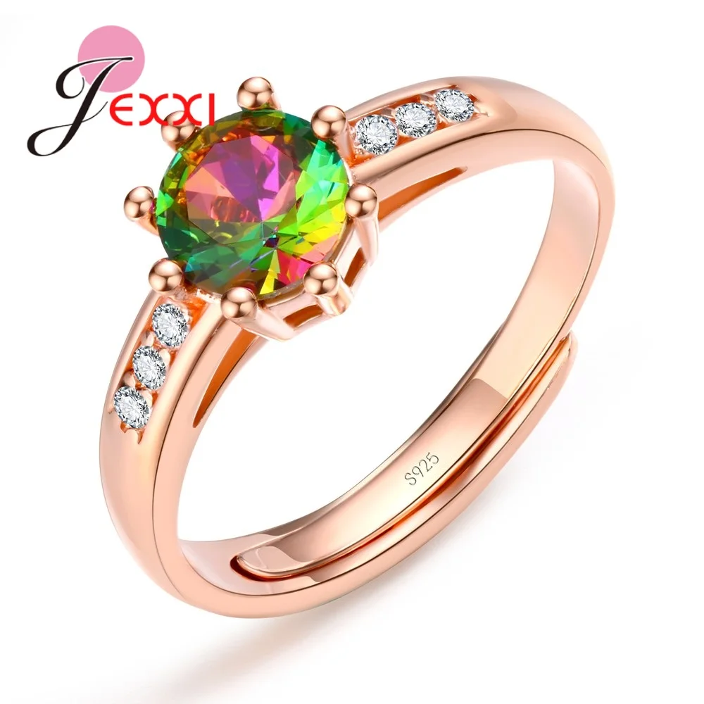 Trendy Rose Gold Wedding Finger Rings Prong Setting High Quality Rainbow Crystal For Women Bridal Engagement Jewelry
Trendy Rose Gold Wedding Finger Rings Prong Setting High Quality Rainbow Crystal For Women Bridal Engagement Jewelry