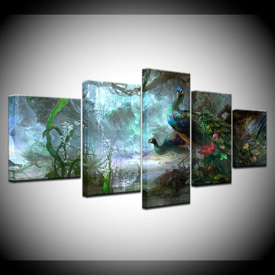 Beautiful Peacocks Painting HD 5 Piece Wallpapers Art Canvas Print modern Poster Modular art painting for Living Room Home Decor
Beautiful Peacocks Painting HD 5 Piece Wallpapers Art Canvas Print modern Poster Modular art painting for Living Room Home Decor