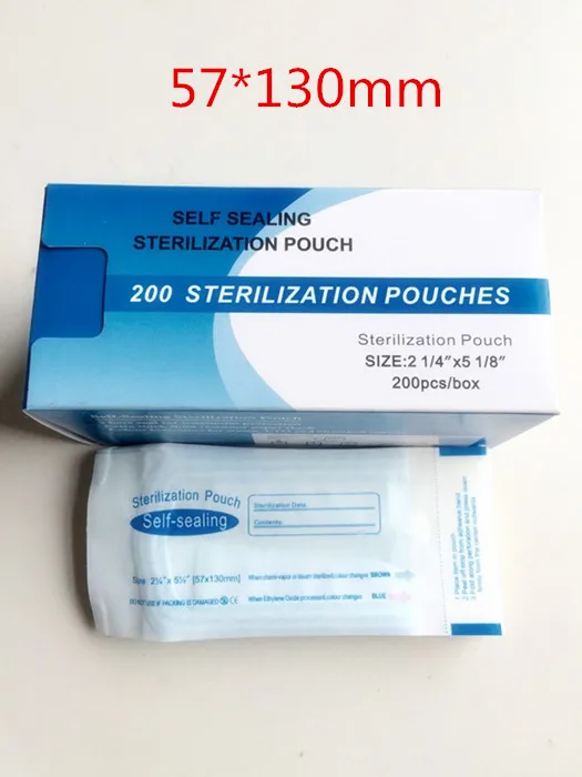 

Good Quality 57 * 130mm Dental self seal sterilization pouesch medical bag sterilization bags no need sealing machine 200 / box